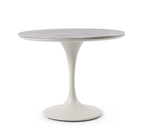 Ogrodowy stół jadalniany okrągły na jednej nodze Arnold piaskowy Ø 90