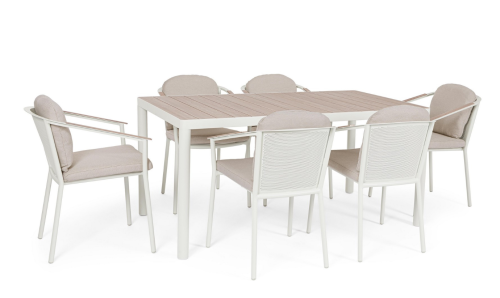 Ogrodowy zestaw jadalniany Ulises piaskowy stół + 6 krzeseł 