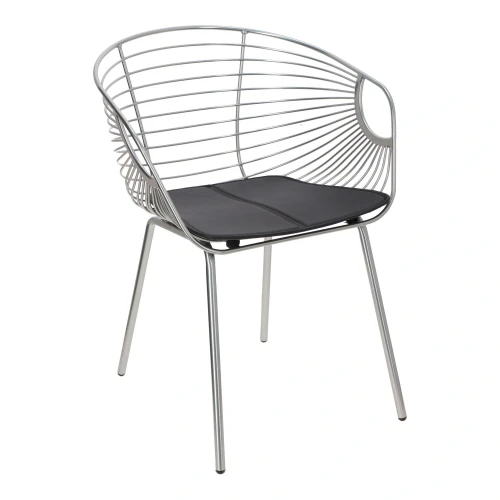 Srebrne metalowe krzesło z poduszką Sligo  Silver