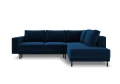 Sofa narożna Caro z funkcją spania velvet ciemnoniebieska  P/L