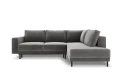 Sofa narożna Caro z funkcją spania velvet szara P/L