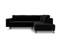 Sofa narożna Caro z funkcją spania velvet czarna P/L