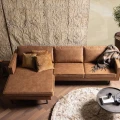 Skórzana koniakowa sofa narożna Rodeo Be Pure Prawa