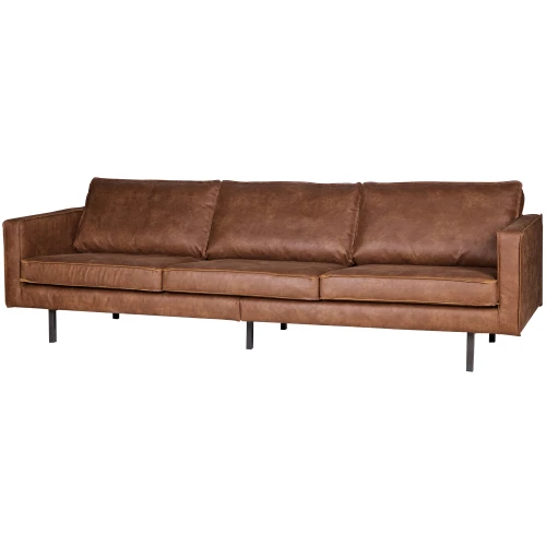 Sofa 3-osobowa RODEO naturalna skóra z recyklingu koniak