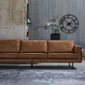 Sofa 3-osobowa RODEO naturalna skóra z recyklingu koniak