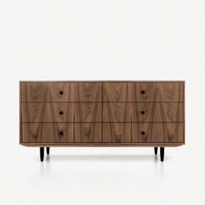Komoda sideboard D-S13 sześcio-szufladowa fornir orzech amerykański
