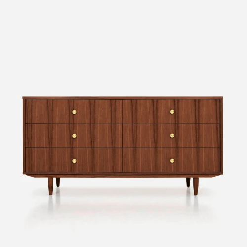 Komoda sideboard D-S13 sześcio-szufladowa fornir orzech kolor tekowy