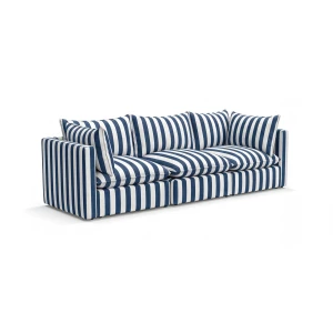 Komfortowa sofa ogrodowa granatowe pasy Lunea