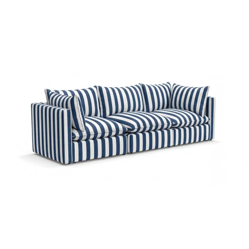 Komfortowa sofa ogrodowa granatowe pasy Lunea