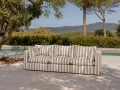 Tapicerowana sofa ogrodowa beżowe pasy Lunea