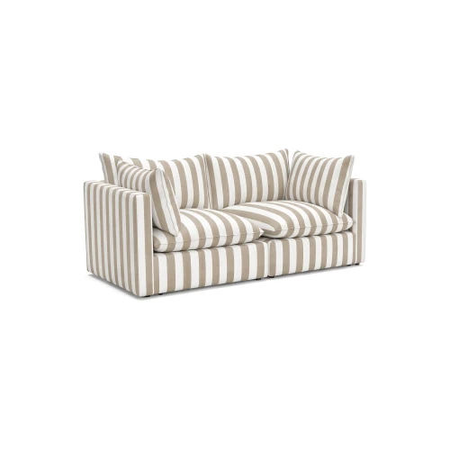 Tapicerowana sofa ogrodowa 2-osobowa beżowe pasy Lunea
