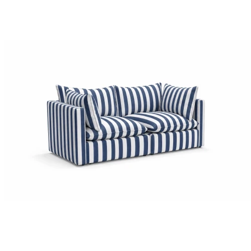 Tapicerowana sofa ogrodowa 2-osobowa granatowe pasy Lunea