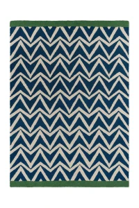 Niebieski Dywan Geometryczny - DHURRIE BLUE