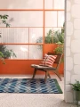 Niebieski Dywan Geometryczny - DHURRIE BLUE