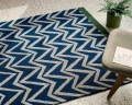 Niebieski Dywan Geometryczny - DHURRIE BLUE