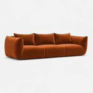 Poduszkowa sofa 3-osobowa PiLOVE rudy aksamit