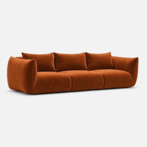 Poduszkowa sofa 3-osobowa PiLOVE rudy aksamit