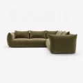Duża narożna symetryczna sofa PiLOVE oliwkowy aksamit