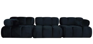 Modułowa sofa 3-osobowa Moma czarny aksamit