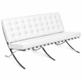 Sofa dwuosobowa biała skóra naturalna pikowana Prestige