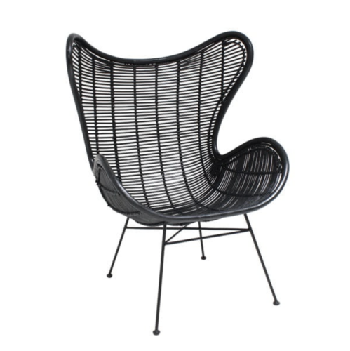 Fotel rattanowy Egg czarny