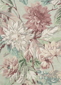 Miętowy dywan w kwiaty Dahlia Rosehip Mulberry