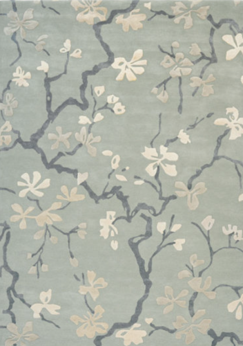 Błękitno szary dywan w kwiaty Anthea China Blue