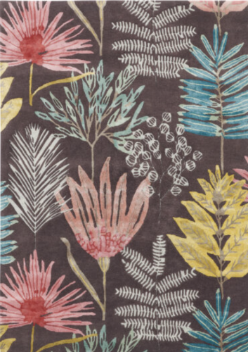 Fioletowy dywan z motywem roślinnym Yasuni Cerise