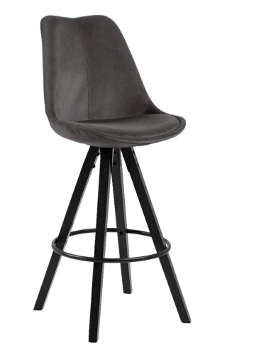 Stołek barowy aksamit Dima VIC ciemny szary/nogi czarne Actona