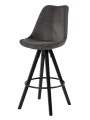 Stołek barowy aksamit Dima VIC ciemny szary/nogi czarne Actona
