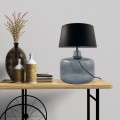 Lampa stołowa Batumi grafitowe szkło, czarny klosz