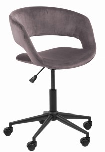 Filigranowy aksamitny fotel biurowy Grace różowy Actona