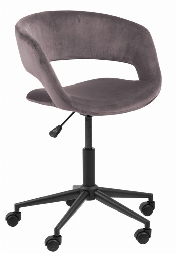 Filigranowy aksamitny fotel biurowy Grace różowy Actona