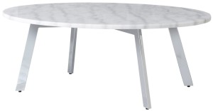 Owalny stolik kawowy blat marmurowy