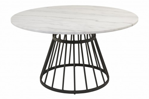 Okrągły stolik kawowy Round na nodze z kutego żelaza Marmur