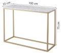 Konsola Accent biały marmur podstawa złoty mat