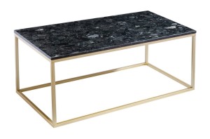 Prostokątny Stolik kawowy Accent blat Labradoryth złota podstawa 110x60