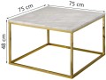 Stolik kawowy Accent blat biały marmur podstawa złota lśniąca 75x75