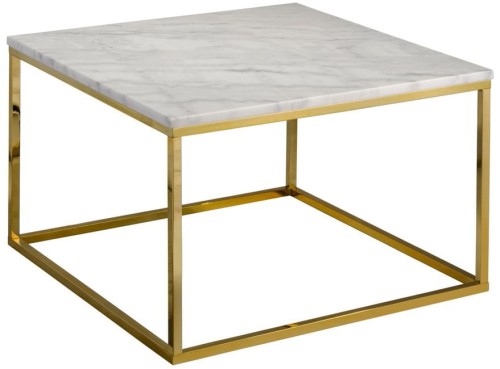 Stolik kawowy Accent blat biały marmur podstawa złota lśniąca 75x75