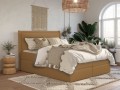 Łóżko kontynentalne Qbic z pojemnikiem karmel