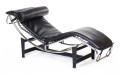 Czarny Szezlong Skóra Naturalna