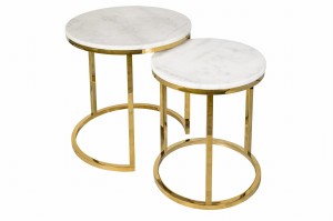 Zestaw marmurowych stolików kawowych Nest Gold