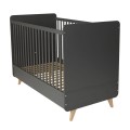 Antracytowe łóżeczko niemowlęce Quax Loft 140x70