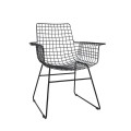 Krzesło metalowe z podłokietnikami Wire czarne HKliving