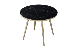 Stolik kawowy na złotych nogach Witkac blat czarny