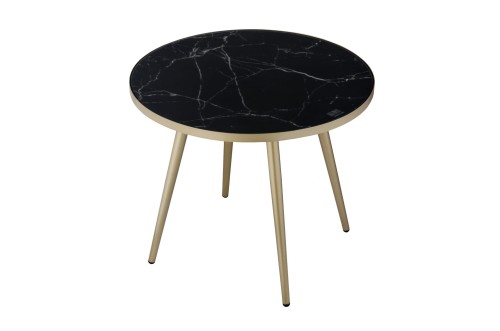 Stolik kawowy na złotych nogach Witkac blat czarny