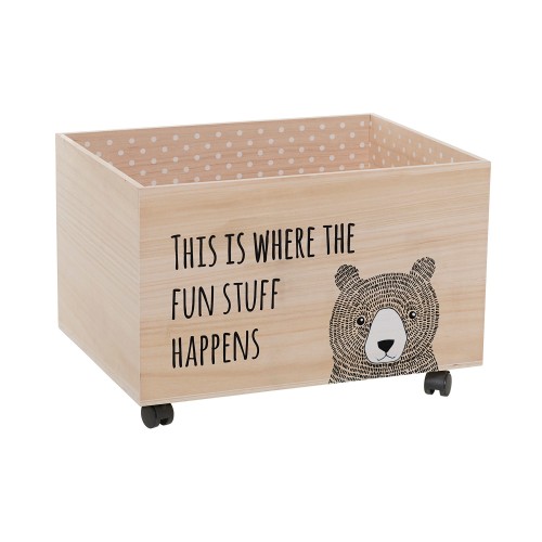 Duża skrzynia do przechowywania zabawek na kółkach Miś