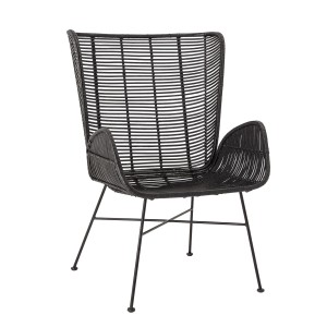 Czarny fotel rattanowy
