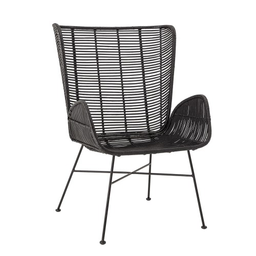 Czarny fotel rattanowy