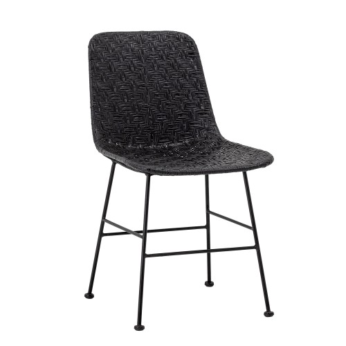 Krzesło rattanowe z wrzozystym siedziskiem Czarne